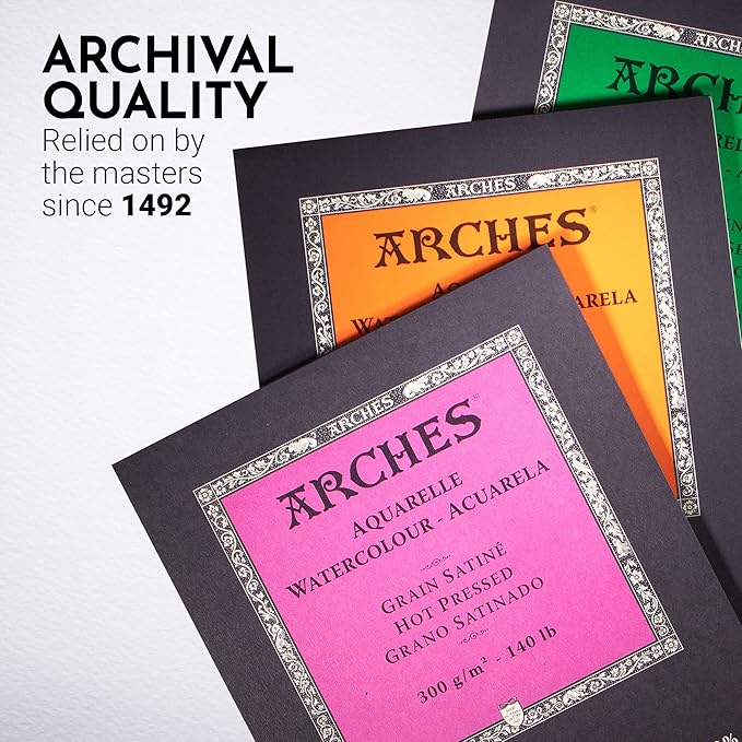 Arches Aquarelle Watercolor Pad, Rough, 140lb/300gsm, 12 Sheet, 10x14 inch, Watercolor Paper 100% Cotton