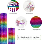 GIRAFVINYL Sparkle Glitter Vinyl, Gradient Rainbow Permanent Vinyl, Indoor Glitter Rainbow Vinyl for Home, Car and Tumbler Decor, 12" x 6FT