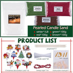 Pearled Candle Sand Wax Christmas Making Kit Refillable Pearled Wax with 1lb White and 300g 3 Colors 50 Wicks 10 Christmas Decoration Cards Scented Candle Supplies for Christmas Home Decor