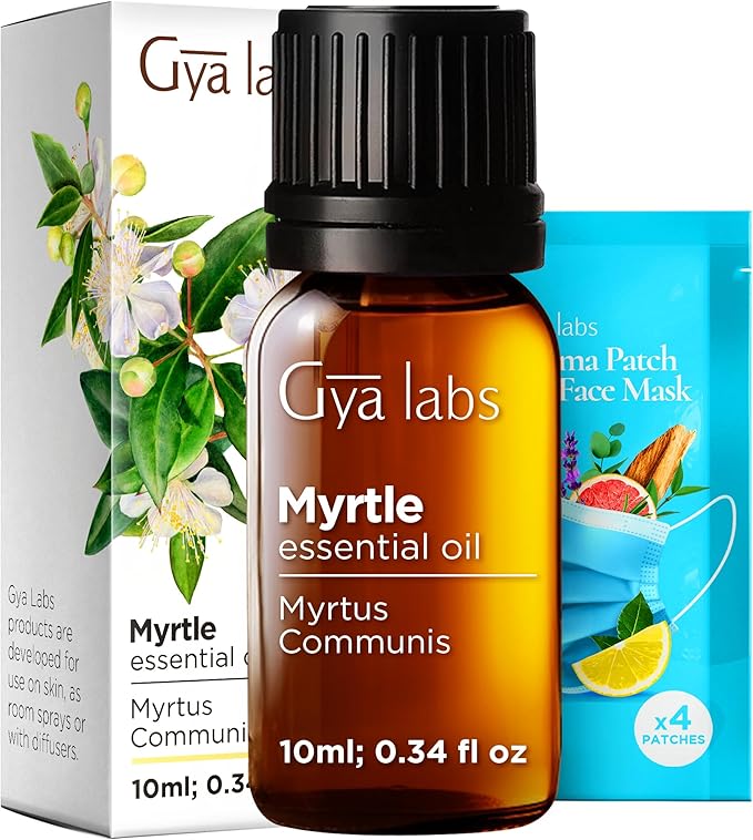 Gya Labs Myrtle Essential Oil - 0.34 Fl Oz - for Hair, Skin, Diffuser, Aromatherapy & DIY Candle Making Scent