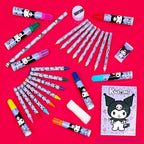 Hello Kitty Sanrio Kuromi Painting Art Supplies for Kids, Colored Pencils, Markers, Crayons, Kawaii Drawing Kit, Stationary, Art Kit, Gifts for Girls (Purple Kuromi 3 Tier)