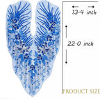 Beaded Pearl Flower Fabric Lace Applique, Floral Embroidered Patches Handmade Sewing Tool for DIY Neckline Bodice Wedding Bridal Prom Dress(Blue-Small)