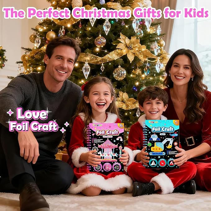 FUNNYB&G Foil Art Craft for Kids - Christmas Crafts Gift Party Favors Stocking Stuffers for Kids Art Supplies Creative Birthday Gift Travel Toys for Girls Boys 4 5 6 7 8 9 Years Old(Amusement Park)