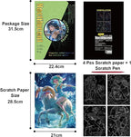 Georgie Porgy Scratch Paper Art Set for Kids Adults Magic Rainbow Scratchboards for DIY Arts and Crafts Kits Christmas Birthday Gift with Scratching Tools Kit (A4-Noctilucent Beast + Constellation)