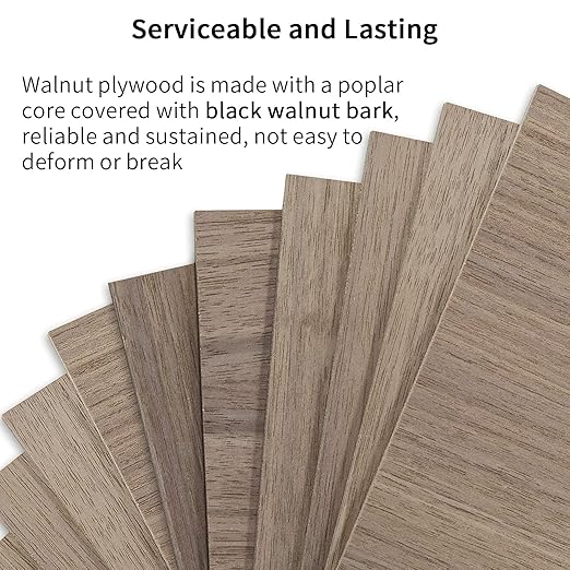 10 Pieces Walnut Plywood Sheets for DIY 12 x 12 x 1/8 Inch Unfinished Craft Wood for Laser Cutting, Engraving, Drawing, Painting, and Wood Burning 3mm Walnut Hobby Wood Sheets (10 Pcs)