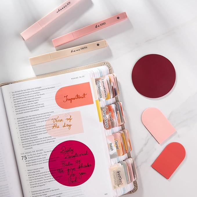 DiverseBee Transparent Sticky Notes (Includes Quick Dry Pen), Cute Clear Sticky Tabs, Translucent Page Flags Book Markers Stickers, Planner Accessories Bible Journaling Study Office Supplies (Marsala)