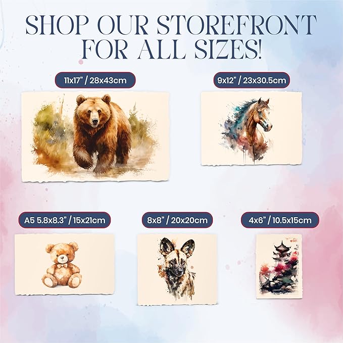 Wanderings Thick Handmade Watercolor Paper with Deckled Edge - 9x12-500GSM Premium Ivory Cold-Pressed Textured Mixed Media Paper Made with Recycled Cotton - 15 Loose Leaf Sheets