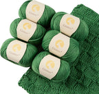 Merino Wool Yarn, 12-Ply Luxurious and Soft Yarn for Hand Knitting & Crocheting, 1.76 OZ/50g, 120 yds/110 Meters(Grass Green,6Balls)