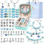 UFU Charm Bracelet Making Kit Girls Beads for Jewelry Making Kit, Unicorns Arts Crafts Gifts Set for Teen Girls Age 5 6 7 8-12, with a Portable Bracelet Organizer Box