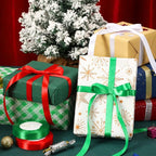 Christmas Ribbons, DECYOOL 4 Rolls 100 Yards Christmas Satin Ribbons 15mm Wide Holiday Craft Ribbons for Gift Wrapping and Xmas Decoration, Red & Green