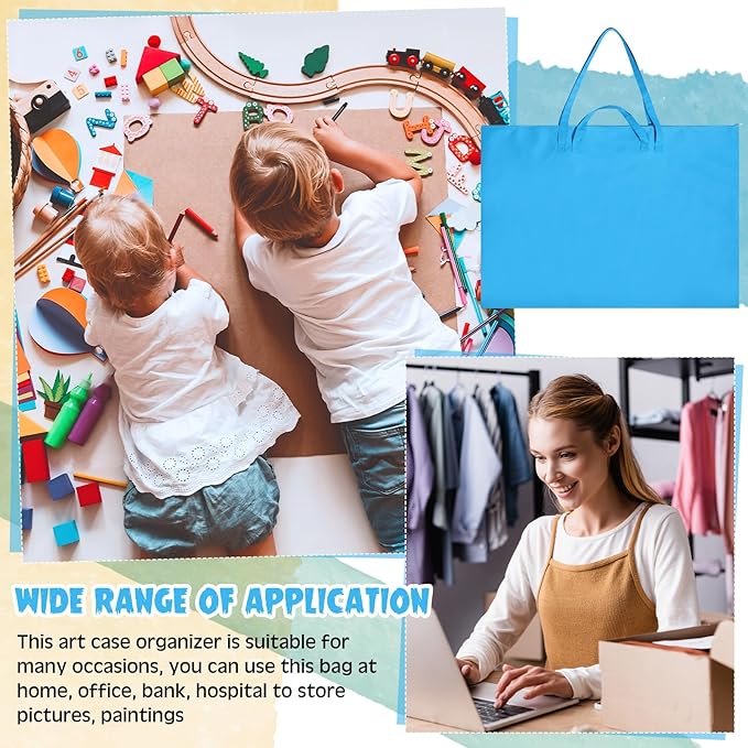 Abbylike 48 x 36 Inch Art Portfolio Bag Large Size Art Supply Bag with Nylon Shoulder Waterproof Poster Board Painting Drawing Sketch Storage Carrying Case for Christmas Artwork Gift(Blue,1 Pcs)