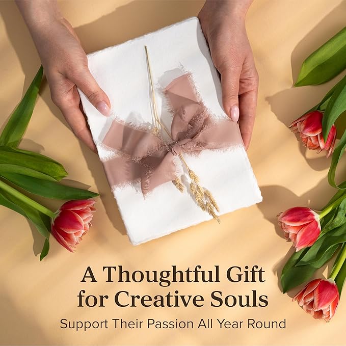 Wanderings Thick Handmade Watercolor Paper with Deckled Edge A5-5.8x8.3-500GSM Premium White Cold -Pressed Textured Mixed Media Paper Made with Recycled Cotton - 15 Loose Leaf Sheets