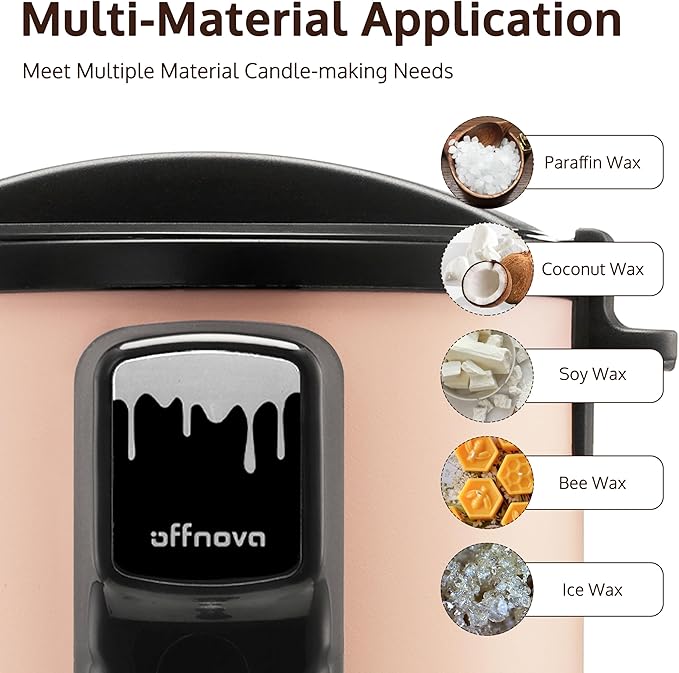 OFFNOVA Wax Melter for Candle Making, 6L Large Wax Melting Pot with Heating Core Spout & Digital Display, Ideal for Business or Craft (Pink)