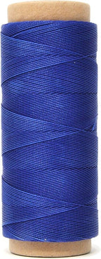 Mandala Crafts Royal Blue Round Waxed Thread for Leather Sewing - 219 Yds 200M 0.45mm Polyester Leather Thread String Waxed Cord for Leatherwork, Beading, Bookbinding, Hand Stitching