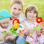 10 Pcs Plush Smile Flower Stuffed Bendable Stems Plush Bouquet Toy Soft Flower 12.6 Inch for Christmas 2025 Mother's Day Girl Girlfriend Wife(Elegant Style)