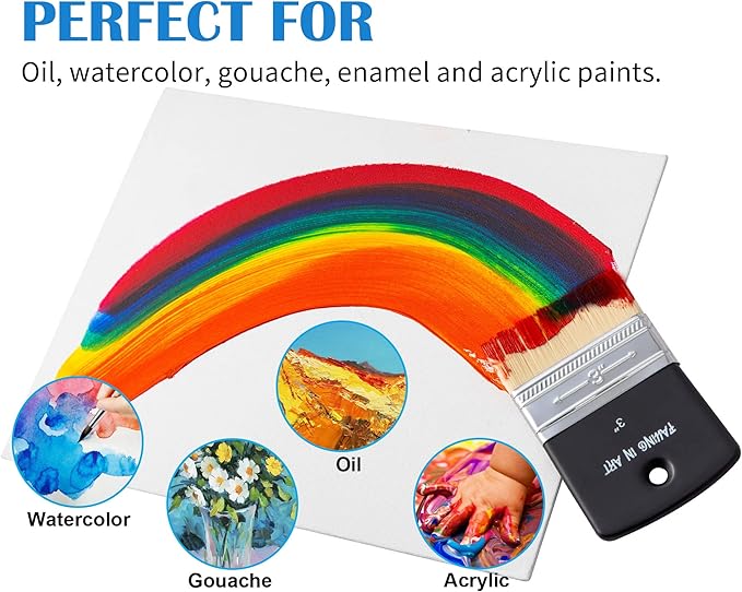 Falling in Art 2PCS Flat Paddle Paint Brush, Scale Brush for Oil and Acrylic Paints(1 Inch, 2Inch)