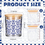 Ziliny 10 Pcs Christmas Blue and White Porcelain Glass Candle Jars Empty Containers Bulk 7 oz Ceramics Glass Jars with Cork Lids Tins for Candle Making Storing Biscuits Tea Party Favors