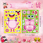 Valentine Stickers for Kids Toddlers, 36 Sheets Valentines Day Make a Face Stickers, Make Your Own Animal with Heart Mix Stickers for Kids Valentines Day Activities Party Favors