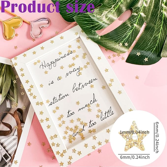 10 Grams 5mm/0.2" Glitter Gold Tiny Star Sew on Sequins Mini Hollow Star Sequins Embroidery Small Sequin with Holes DIY Loose Sequin for Sewing Dolls Jewelry Making Crafts