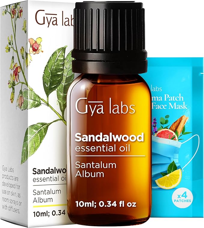 Gya Labs Sandalwood Essential Oil - 0.34 Fl Oz - for Hair, Skin, Diffuser, Aromatherapy & DIY Candle Making Scent