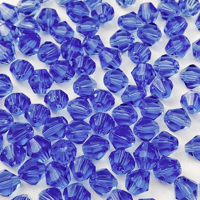200pcs 6mm Bicone Glass Crystal Beads for Jewelry Making, Faceted Bicone Glass Spacer Beads for Bracelet Earring Necklace DIY Craft(Light Blue)
