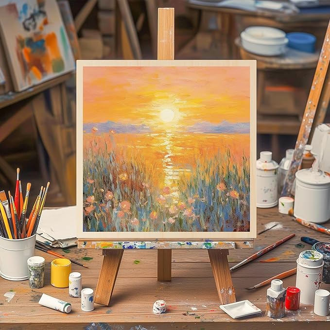 Wooden Art Panels for DIY Painting - Mother's Day Gifts, Christmas Crafts & Home Décor | 8x8 Inch Canvas Wood Boards, Unfinished Wooden Canvas for Adults & Kids (4-Pack)