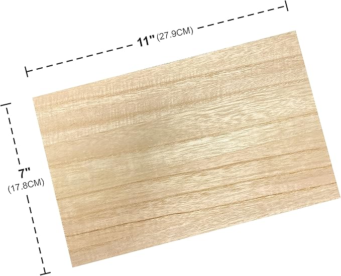 6 Pieces Veneered MDF Double Sided Paulownia Wood,MDF Core,6.4mm 1/4th Inch, 7" x11" Rectangle Slice, Unfinished Wooden Canvas Boards Signs for Crafts