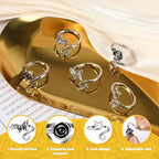 MARFOREVER 5 Pcs Crochet Rings for Crocheting, Adjustable Crochet Tension Rings for Finger, Yarn Guide Accessories for Crocheters Knitters Mother Grandma Gifts with Box