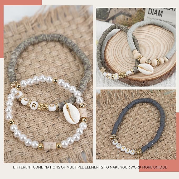 Lynnmos Clay Beads Bracelet Making Kit - 15000 Pcs, 6mm Heishi Disc Beads - DIY Jewelry Making Kit with 2 Boxes, Charms, and Gift Pack for Creative Designs and Crafting Fun