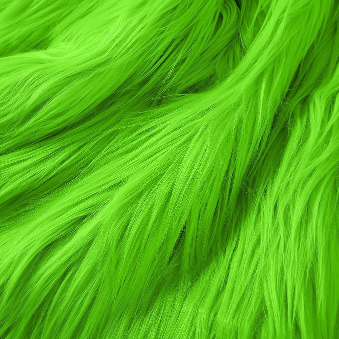 Tatuo 60 x 18 Inch Lime Faux Fur Fabric Christmas Fluffy Fuzzy Craft Fake Fur Cuts Shaggy Synthetic Plush Patch Sewing DIY Winter Halloween Costume Gnome Beard Miniature Dolls Rugs Mats Gift