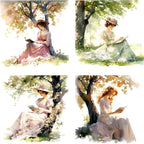 XERE 80 Pcs Reading Ladies Women Portraits Scrapbook Stickers Set for Scrapbooking and Journaling Notebooks, Junk Journal Supplies, Sketchbook, Bookmark Making Sticker