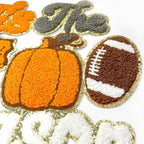 Fall Iron on Patches Pumpkin Maple Leaves Plaid Chenille Embroidery Sew on Stickers Applique for DIY Crafts T Shirt Clothing Jackets Backpacks Jeans Autumn Halloween Party Decorations Accessories