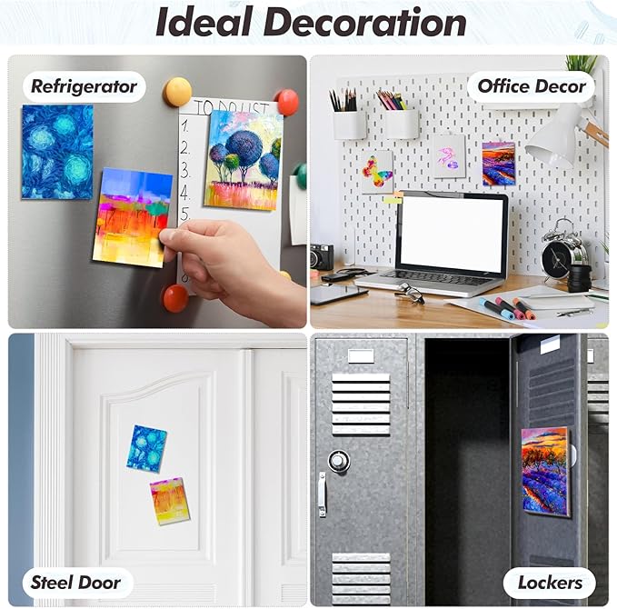 Engrowtic 50 Pcs Magnetic Painting Canvas Panel Mini Canvas Boards for Painting Mini Tile Art for Fridge Locker Art Crafts DIY(3 x 4 in,Rectangle)