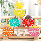 Pasimy 6 Set DIY Ceramic Succulent Planter Pots Paint Your Own Flower Pots Craft Kit Unpainted Bisque Paintable Flowerpot with Brush Palette Ready to Paint for Family Activity Gift(Orange)