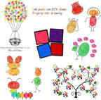 HOWAF 16pcs Wooden Stamps for Crafts - Mermaid, Princess, Heart, Butterfly Stamps with 4pcs Ink Pad - Unicorn, Rainbow, DIY Scrapbook Card Making, Party Bag Fillers, Gift Essentials for Kids