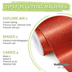 TECKWRAP Glitter Vinyl Shimmer Adhesive Craft Vinyl, 1ft x 5ft Roll - Permanent Glitter Vinyl for Craft Cutting Machines - Ideal for Scrap-Booking, Decals, DIY Projects, Home Decor, Red