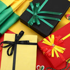 DECYOOL 4 Rolls Black History Month Ribbon Set, Red, Yellow, Green, Black Polyester Wired Ribbons Black History Month Ribbon for Gift Wrapping DIY Crafts Juneteenth and Kwanzaa Decorations