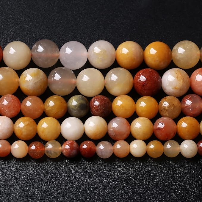 8MM 46PCS Natural Stone Golden Thread Jade Crystal Loose Beads for Jewelry Making DIY Bracelet Necklace 1 Strand 15’’