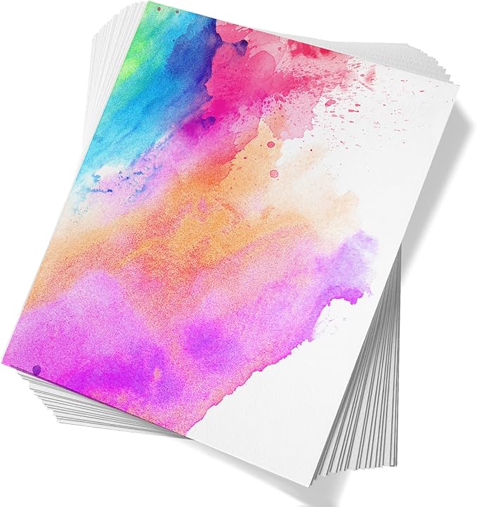 Paul Rubens 60 Sheets Watercolor Paper,Hot Press 50% Cotton&140lb /300gsm Acid-Free Bulk White Paper for Artists, Students & Adults（10.63 * 7.68 inch）