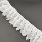 3 Yards White Pleated Lace Chiffon Fabric Elastic Lace Trim for Wedding Bridal Dress Decoration DIY Sewing Clothing Decoration, 2 Inch