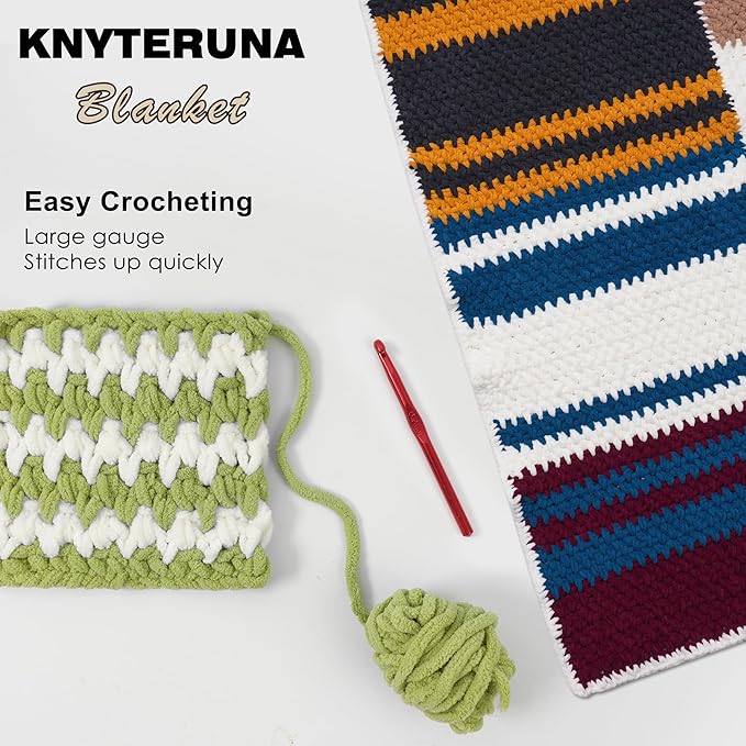 #6 Super Bulky Blanket Yarn for Crocheting - 4 Skeins(Each 10.5oz/300g, 220yds/201m), Chunky Chenille Thick Plush Big Soft Yarn for Crocheting Knitting Blankets, Lemon Lime