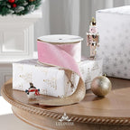 Pink Velvet Wired Ribbon with Glitter Back 2.5 Inch Pink and Gold Christmas Ribbon Wired Ribbon for Christmas Tree, Gift Wrapping, Mantel, Wreaths Supplies, Topper Bows (10 Yards)