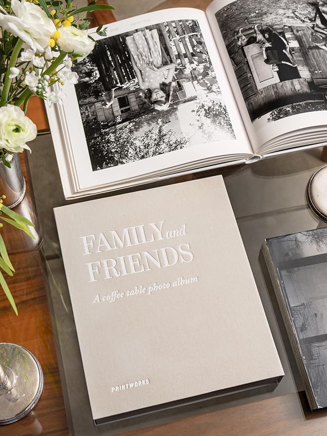 Printworks Family and Friends Photo Album – Elegant Beige Coffee Table Book for Photos and Notes – Large 30-Page Keepsake Memory Book – Thoughtful Gift Idea
