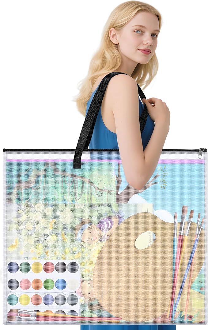 20x26 inch Art Portfolio Bags, Artwork Storage Case with Handle and Zipper, Mesh Waterproof Folder Organizer for Bulletin Boards, Scrapbooks, Keepsake and Poster Storage
