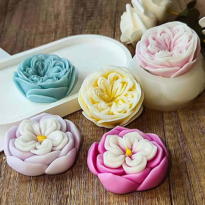 2 Pack Flower Soap & Candle Mold - Silicone 3D Molds for Candy & Home Decor - Resin Casting & Making Molds
