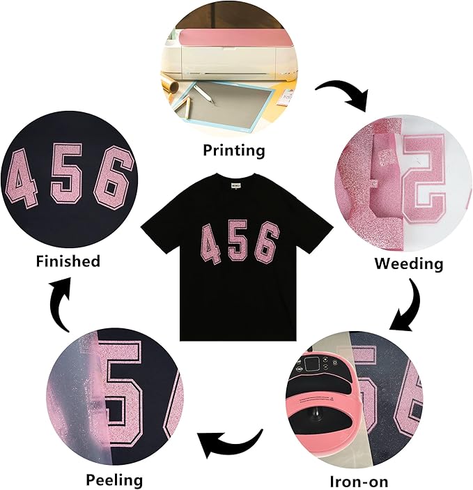 Pink Glitter HTV Heat Transfer Vinyl Rolls12inch by 9feet PU Stretch Iron on Vinyl HTV Vinyl for T-Shirt for Silhouette and Cameo (9Ft, Z1-Glitter Pink)