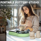 Pottery Wheel for Adults - Complete Pottery Tools Kit for Beginners, 6" Turntable Two-Way Rotation Adjustable Speed, 2.2 lbs. Air Dry Clay, Mini Clay Making Pottery Wheel with Storage Design (Green)