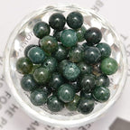 NCB Natural Stone Beads 100pcs 10mm Round Genuine Real Stone Beading Loose Gemstone DIY Charm Smooth Beads for Bracelet Necklace Earrings Jewelry Making (Green Moss Agate, 10mm 100Beads)