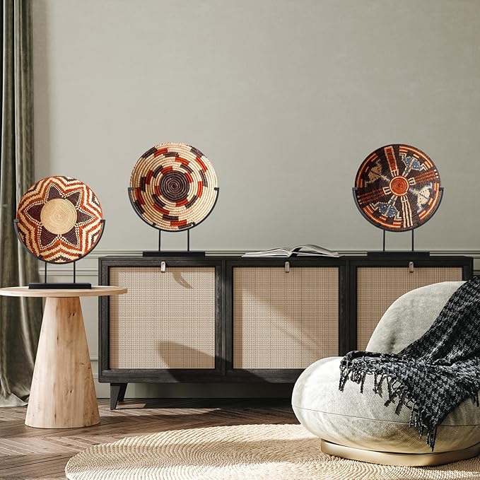 Blulu 4 PCS 8 Inch Round Metal Display Stands for Stained Glass Fused Glass Display Stands Decorative Art Base for Plate Picture Platter Photo(Black)