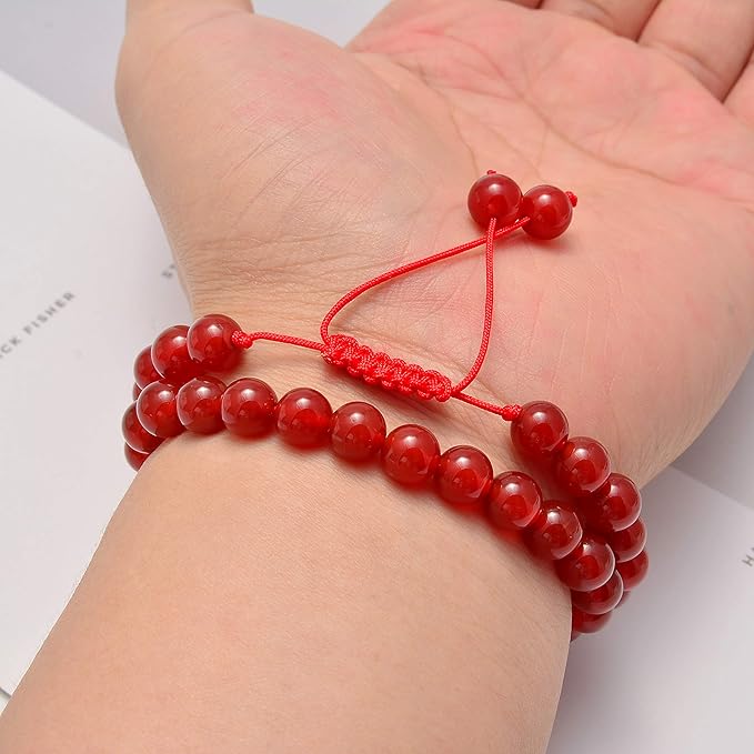 NCB 100pcs 8mm Round Carnelian Natural Stone Beads for Jewelry Making (Red, 100Beads)